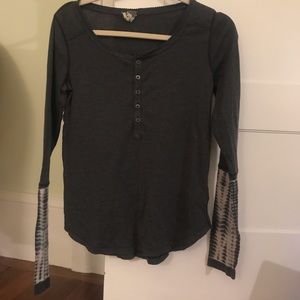 Free people tie-dye sleeve long sleeve shirt